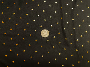 Metallic Gold Hearts DBP Print #348 Double Brushed Polyester Spandex Apparel Stretch Fabric 190 GSM 58"-60" Wide By The Yard