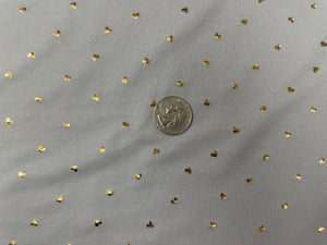 Metallic Gold Hearts Silver DBP Print #349 Double Brushed Polyester Spandex Apparel Stretch Fabric 190 GSM 58"-60" Wide By The Yard