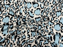 Load image into Gallery viewer, Blue Leopard DBP Print #243 Double Brushed Polyester Spandex Apparel Stretch Fabric 190 GSM 58&quot;-60&quot; Wide By The Yard