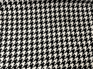 Houndstooth Black White DBP Print #339 Double Brushed Polyester Spandex Apparel Stretch Fabric 190 GSM 58"-60" Wide By The Yard