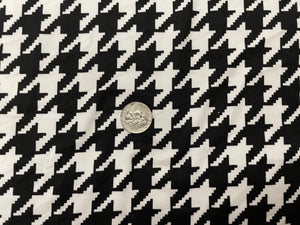 Houndstooth Black White DBP Print #339 Double Brushed Polyester Spandex Apparel Stretch Fabric 190 GSM 58"-60" Wide By The Yard