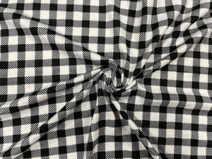 1/2" Buffalo Plaid Black White DBP Print #338 Double Brushed Polyester Spandex Apparel Stretch Fabric 190 GSM 58"-60" Wide By The Yard