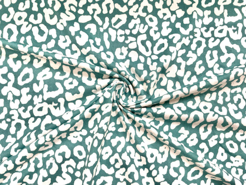 Sage Leopard DBP Print #337 Double Brushed Polyester Spandex Apparel Stretch Fabric 190 GSM 58