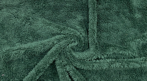 Forest Green Sherpa Faux Fur #23 100% Polyester Medium Pile Super Soft Stretch Fabric Very Soft 58