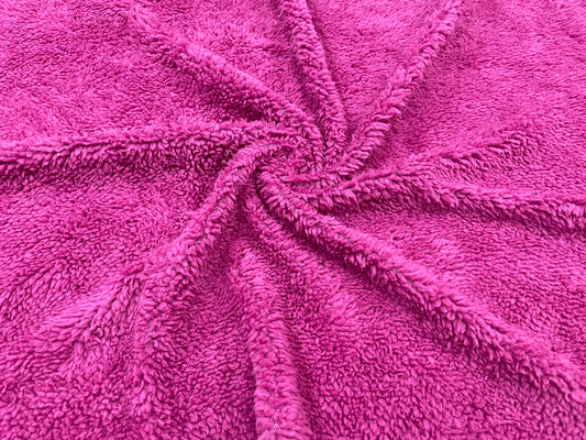 Magenta Sherpa Faux Fur #24 100% Polyester Medium Pile Super Soft Stretch Fabric Very Soft 58"-60" Wide By The Yard