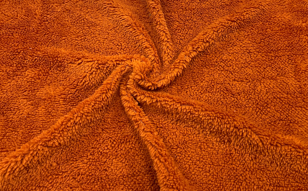 Burnt Orange Sherpa Faux Fur #32 100% Polyester Medium Pile Super Soft Stretch Fabric Very Soft 58