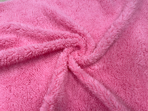 Pink Sherpa Faux Fur #33 100% Polyester Medium Pile Super Soft Stretch Fabric Very Soft 58