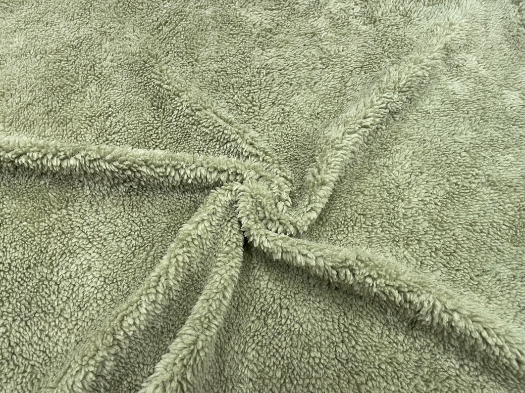 Sage Green Sherpa Faux Fur #36 100% Polyester Medium Pile Super Soft Stretch Fabric Very Soft 58