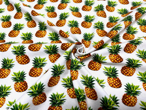 Pineapple Cotton Spandex Print #20 230GSM Jersey Knit Stretch Exercise Fitness Apparel Fabric Photography 58"-60" Wide By The Yard