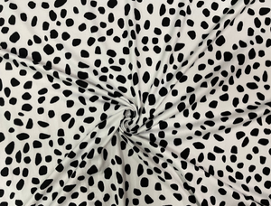 Dalmatian White Black DBP Print #228 Double Brushed Polyester Spandex Apparel Stretch Fabric 190 GSM 58"-60" Wide By The Yard