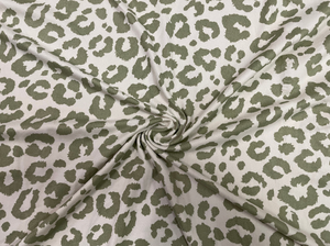 Sage Leopard DBP Print #354 Double Brushed Polyester Spandex Apparel Stretch Fabric 190 GSM 58"-60" Wide By The Yard