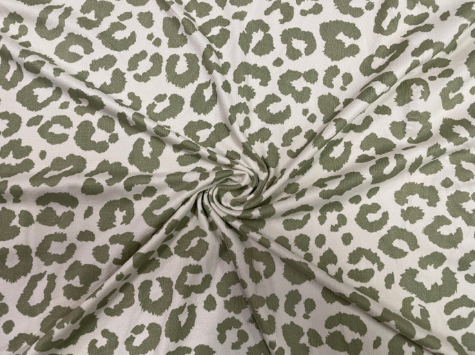 Sage Leopard DBP Print #354 Double Brushed Polyester Spandex Apparel Stretch Fabric 190 GSM 58