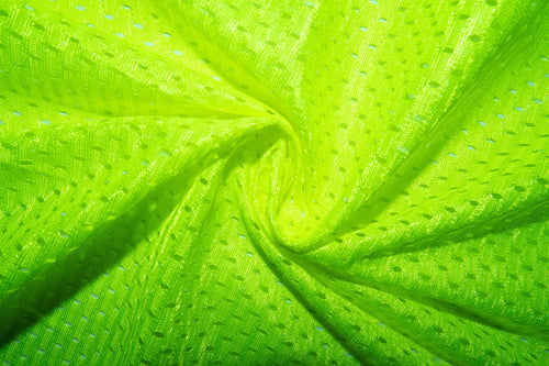 Neon Green #10 Athletic Sports Mesh Knit 100% Polyester Apparel Fabric Craft Costume Sports Jersey 58"-60" Wide By The Yard