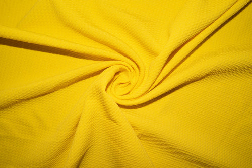 Sunshine Yellow #126 Bullet Ribbed Scuba Techno Double Knit 2-Way Stretch Polyester Spandex Apparel Craft Fabric 58"-60" Wide By The Yard