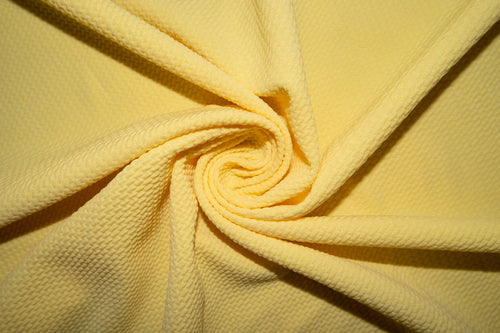 Banana Yellow #128 Bullet Ribbed Scuba Techno Double Knit 2-Way Stretch Polyester Spandex Apparel Craft Fabric 58"-60" Wide By The Yard