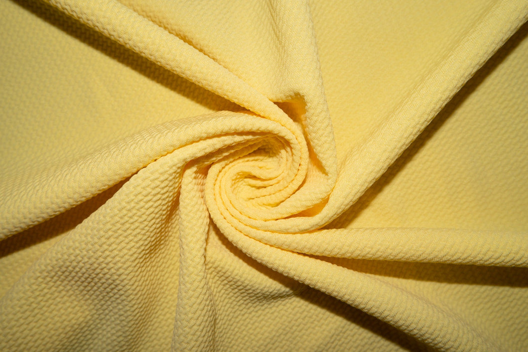Banana Yellow #128 Bullet Ribbed Scuba Techno Double Knit 2-Way Stretch Polyester Spandex Apparel Craft Fabric 58"-60" Wide By The Yard