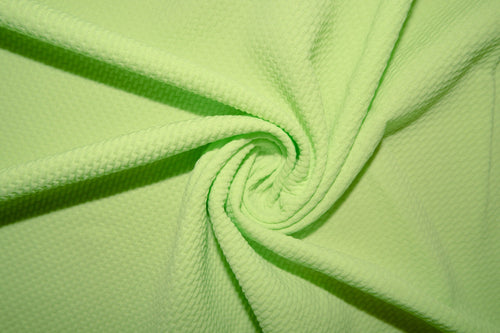 Honeydew Green #129 Bullet Ribbed Scuba Techno Double Knit 2-Way Stretch Polyester Spandex Apparel Craft Fabric 58"-60" Wide By The Yard