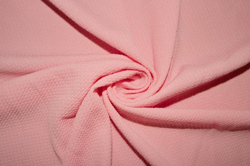 Light Pink #133 Bullet Ribbed Scuba Techno Double Knit 2-Way Stretch Polyester Spandex Apparel Craft Fabric 58"-60" Wide By The Yard