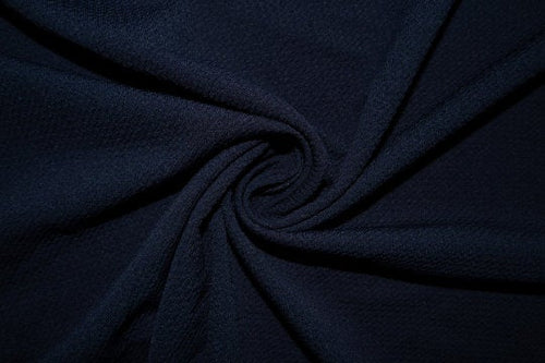 Navy Blue #115 Bullet Ribbed Scuba Techno Double Knit 2-Way Stretch Polyester Spandex Apparel Craft Fabric 58"-60" Wide By The Yard