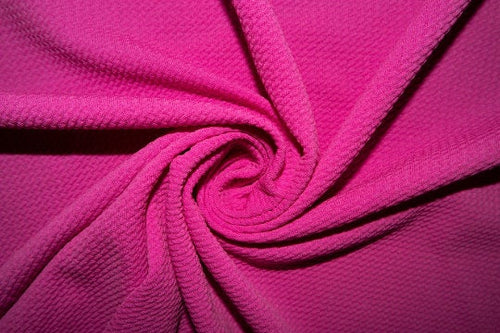 Neon Magenta #145 Bullet Ribbed Scuba Techno Double Knit 2-Way Stretch Polyester Spandex Apparel Craft Fabric 58"-60" Wide By The Yard