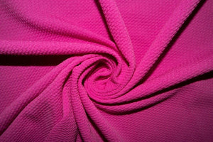 Neon Magenta #145 Bullet Ribbed Scuba Techno Double Knit 2-Way Stretch Polyester Spandex Apparel Craft Fabric 58&quot;-60&quot; Wide By The Yard