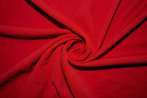 Red #142 Bullet Ribbed Scuba Techno Double Knit 2-Way Stretch Polyester Spandex Apparel Craft Fabric 58&quot;-60&quot; Wide By The Yard
