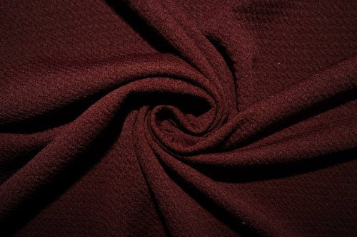 Wine Red #18 Bullet Ribbed Scuba Techno Double Knit 2-Way Stretch Polyester Spandex Apparel Craft Fabric 58"-60" Wide By The Yard