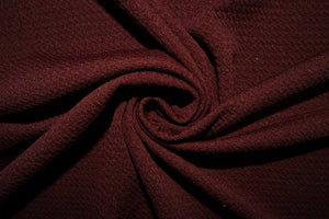 Wine Red #18 Bullet Ribbed Scuba Techno Double Knit 2-Way Stretch Polyester Spandex Apparel Craft Fabric 58&quot;-60&quot; Wide By The Yard