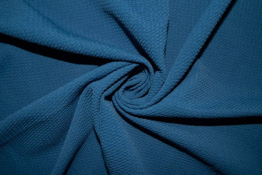 Denim Blue #148 Bullet Ribbed Scuba Techno Double Knit 2-Way Stretch Polyester Spandex Apparel Craft Fabric 58"-60" Wide By The Yard
