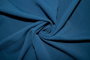 Denim Blue #148 Bullet Ribbed Scuba Techno Double Knit 2-Way Stretch Polyester Spandex Apparel Craft Fabric 58&quot;-60&quot; Wide By The Yard