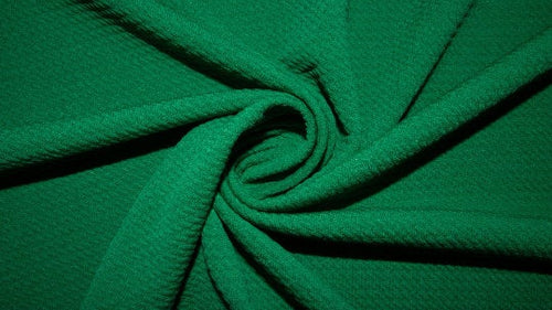 Kelly Green #163 Bullet Ribbed Scuba Techno Double Knit 2-Way Stretch Polyester Spandex Apparel Craft Fabric 58"-60" Wide By The Yard