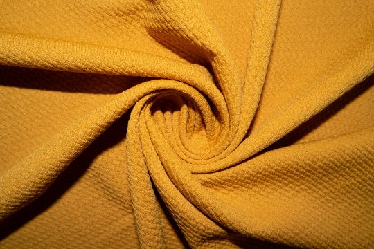 Mustard #39 Bullet Ribbed Scuba Techno Double Knit 2-Way Stretch Polyester Spandex Apparel Craft Fabric 58"-60" Wide By The Yard