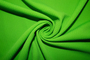 Neon Green #121 Bullet Ribbed Scuba Techno Double Knit 2-Way Stretch Polyester Spandex Apparel Craft Fabric 58&quot;-60&quot; Wide By The Yard