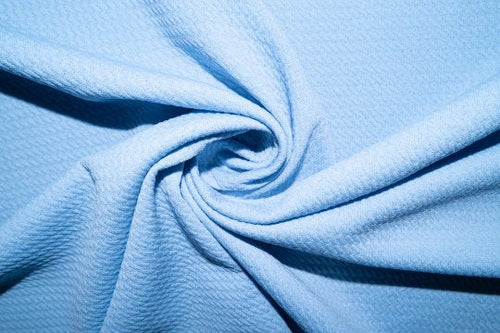 Powder Blue #37 Bullet Ribbed Scuba Techno Double Knit 2-Way Stretch Polyester Spandex Apparel Craft Fabric 58"-60" Wide By The Yard