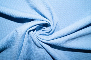 Powder Blue #37 Bullet Ribbed Scuba Techno Double Knit 2-Way Stretch Polyester Spandex Apparel Craft Fabric 58&quot;-60&quot; Wide By The Yard