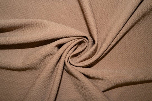 Taupe #81 Bullet Ribbed Scuba Techno Double Knit 2-Way Stretch Polyester Spandex Apparel Craft Fabric 58"-60" Wide By The Yard