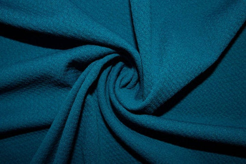 Teal #23 Bullet Ribbed Scuba Techno Double Knit 2-Way Stretch Polyester Spandex Apparel Craft Fabric 58"-60" Wide By The Yard