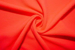 Neon Coral #101 Bullet Ribbed Scuba Techno Double Knit 2-Way Stretch Polyester Spandex Apparel Craft Fabric 58&quot;-60&quot; Wide By The Yard