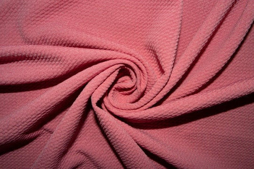 Rose Pink #113 Bullet Ribbed Scuba Techno Double Knit 2-Way Stretch Polyester Spandex Apparel Craft Fabric 58"-60" Wide By The Yard