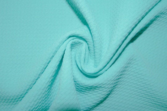 Aqua #103 Bullet Ribbed Scuba Techno Double Knit 2-Way Stretch Polyester Spandex Apparel Craft Fabric 58"-60" Wide By The Yard