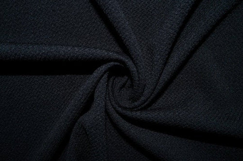 Black #24 Bullet Ribbed Scuba Techno Double Knit 2-Way Stretch Polyester Spandex Apparel Craft Fabric 58"-60" Wide By The Yard