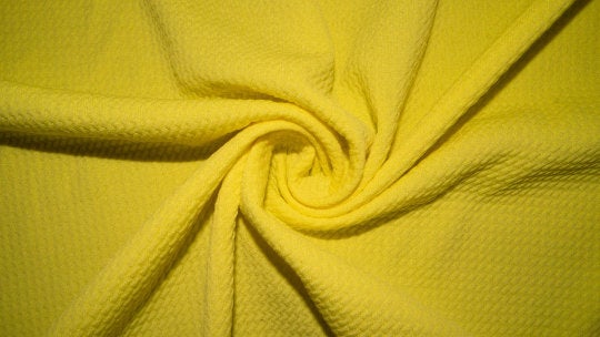 Lemon Yellow #164 Bullet Ribbed Scuba Techno Double Knit 2-Way Stretch Polyester Spandex Apparel Craft Fabric 58"-60" Wide By The Yard