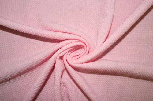 Light Pink #46 Bullet Ribbed Scuba Techno Double Knit 2-Way Stretch Polyester Spandex Apparel Craft Fabric 58"-60" Wide By The Yard