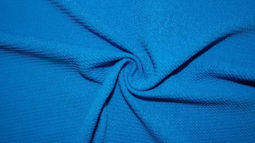 Ocean Blue #192 Bullet Ribbed Scuba Techno Double Knit 2-Way Stretch Polyester Spandex Apparel Craft Fabric 58"-60" Wide By The Yard