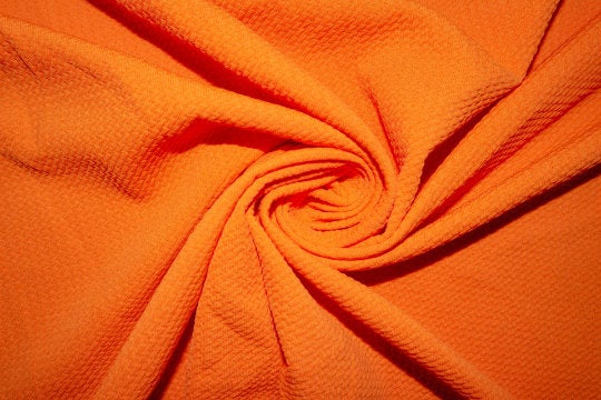 Orange Polyester Rib Orange #150 Bullet Ribbed Scuba Techno Double Knit 2-Way Stretch Polye ...