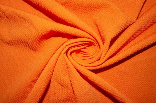 Orange #150 Bullet Ribbed Scuba Techno Double Knit 2-Way Stretch Polyester Spandex Apparel Craft Fabric 58"-60" Wide By The Yard