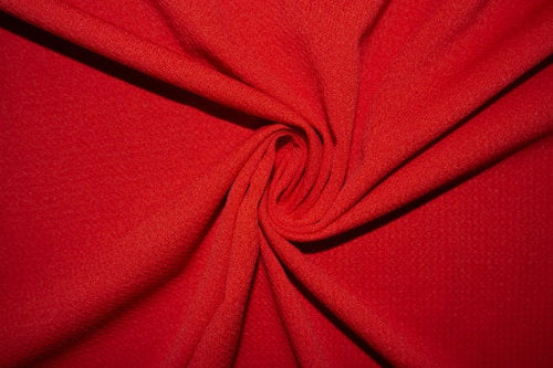 Red #111 Bullet Ribbed Scuba Techno Double Knit 2-Way Stretch Polyester Spandex Apparel Craft Fabric 58"-60" Wide By The Yard