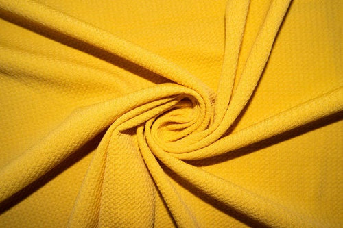 Yellow Mustard #118 Bullet Ribbed Scuba Techno Double Knit 2-Way Stretch Polyester Spandex Apparel Craft Fabric 58"-60" Wide By The Yard