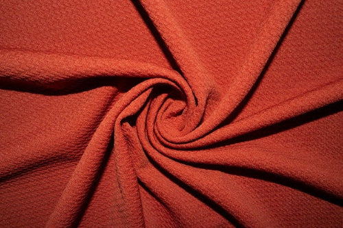 Brick #12 Bullet Ribbed Scuba Techno Double Knit 2-Way Stretch Polyester Spandex Apparel Craft Fabric 58"-60" Wide By The Yard