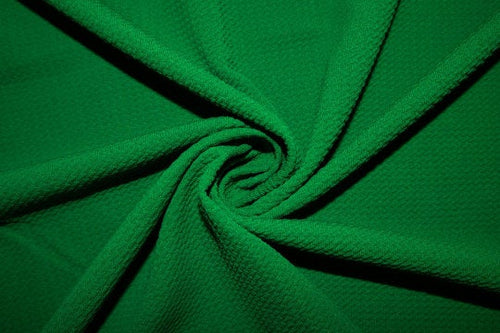 Green #124 Bullet Ribbed Scuba Techno Double Knit 2-Way Stretch Polyester Spandex Apparel Craft Fabric 58"-60" Wide By The Yard